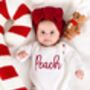 Christmas Embroidered Personalised New Baby Knitted Romper, thumbnail 5 of 12