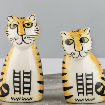Handmade Ceramic Tiger Salt And Pepper Shakers, 3 of 5