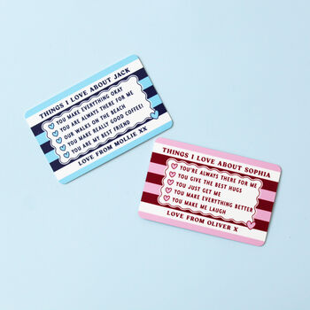 Things I Love About You Personalised Wallet Card, 3 of 5