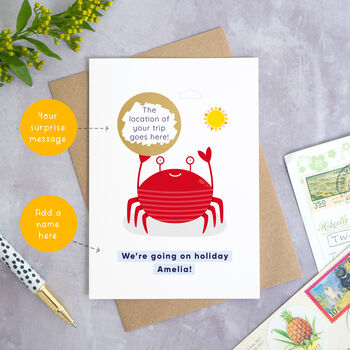 Personalised Crab Themed Holiday Reveal Scratch Card, 3 of 9
