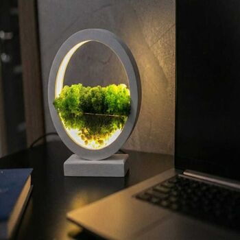 Round Wood Table Lamp With Preserved Moss, 12 of 12