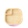 Bamboo Square Snack Baby Plate With Super Suction Pink, thumbnail 2 of 4