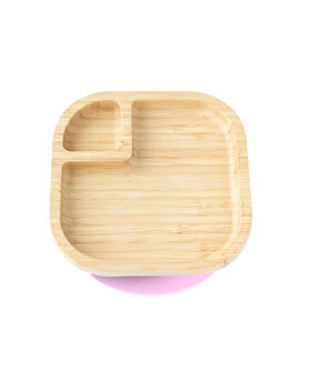 Bamboo Square Snack Baby Plate With Super Suction Pink, 2 of 4