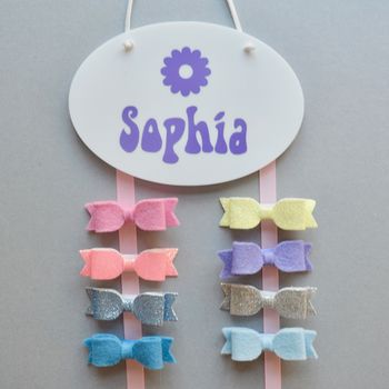 Personalised Hair Bow Hanger Hippie Daisy, 3 of 11