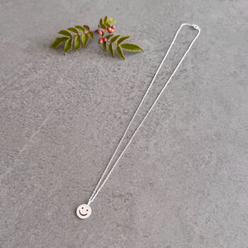 Joy Sterling Silver Smiley Necklace, 7 of 10