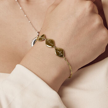 Family Name Bracelet, Sterling Silver Three Organic Pebbles, 2 of 7