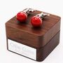 Personalised Red Cricket Ball Cufflinks, thumbnail 1 of 3