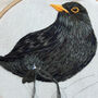 Blackbird Hand Embroidered Artwork Oak Frame, thumbnail 5 of 5