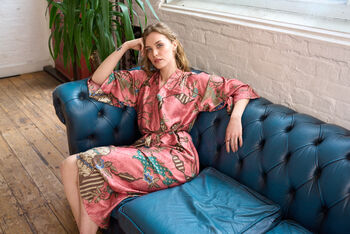 Luxury Pink Silk Blend Kimono Robe, 9 of 9