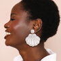 White Beaded Shell Drop Earrings, thumbnail 1 of 4
