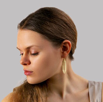 Art Deco Geometric Gold Earrings, 5 of 7