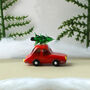 Artisan Glass Red Car With Tree In Gift Box | Ornament | Glass Figurine | Christmas Decoration | Festive Decoration, thumbnail 1 of 3