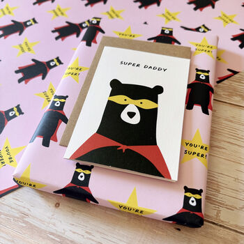 You're Super, Daddy Bear Father's Day Wrapping Paper, 5 of 10
