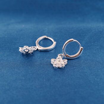 Hanging Butterfly Hoop Earrings Silver, 2 of 7