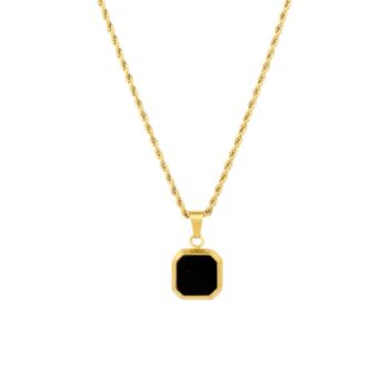 Black And Gold Steel Onyx Pendant Necklace, 3 of 11