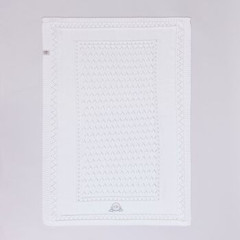 Monogrammed White Blanket With Crest Design, 5 of 6