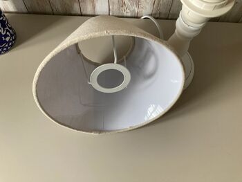 30cm White Wooden Table Bedside Lamp With Shade Country Style Décor, 6 of 8