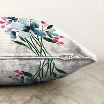 Floral Cushion Cover With Blue, Pink And Green Colours, 3 of 4