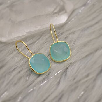 Aqua Chalcedony Earrings, Blue Dangle Earrings, 2 of 9