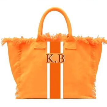 Personalised Annie Stripe Fringe Shoulder Tote Beach Bag, 11 of 12