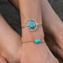 Oceanic Orb Adjustable Turquoise Cuff Bangle In Silver, thumbnail 1 of 6