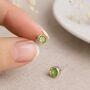 Sterling Silver Peridot Stud Earrings: August Birthstone – 5mm, thumbnail 1 of 8