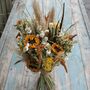 Sunflower Prairie Pampas Dried Flower Wedding Bouquet, thumbnail 1 of 4