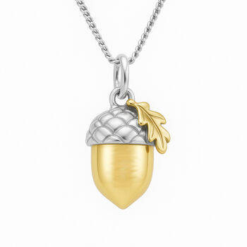 Personalised Sterling Silver And Gold Acorn Pendant Necklace, 7 of 12