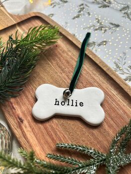 Personalised Clay Dog Christmas Decoration, 2 of 3