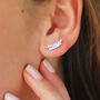 Sterling Silver Leaf Climber Earrings, thumbnail 2 of 5