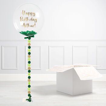 Personalised Emerald Green Birthday Bubble Balloon, 3 of 3