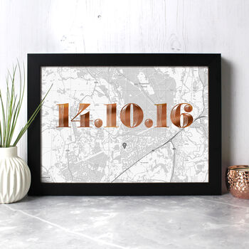 Personalised Map Print With Foil Date, 2 of 4