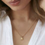 Small Square Initial Necklace In Silver Or Gold Vermeil, thumbnail 2 of 5