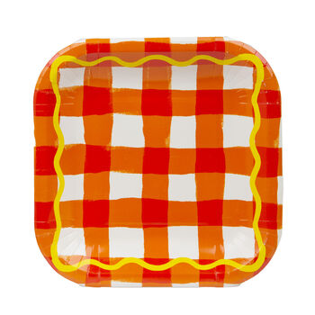 Colourful Gingham Square Paper Plates Pack Of 12, 8 of 8