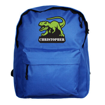 Personalised Dinosaur Blue Backpack, 5 of 5