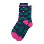 Women's Frogs Love Hearts Bamboo Socks Navy, thumbnail 4 of 4
