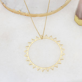 Gold Plated Or Silver Personalised Large Sun Pendant, 3 of 5