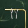 Sterling Silver Tiny Feather Huggie Hoops, thumbnail 8 of 12