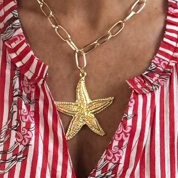 Oversized Starfish Chunky Charm And Chain Necklace, 3 of 5
