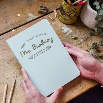 Personalised Best Teacher Silver Foil Softback Notebook, 2 of 5