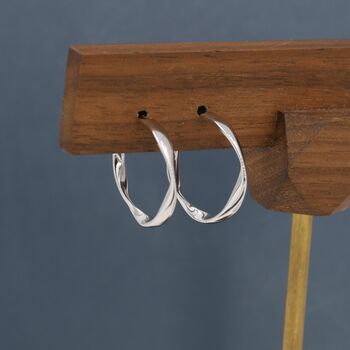 Sterling Silver Mobius Hoop Stud Earrings, 3 of 11