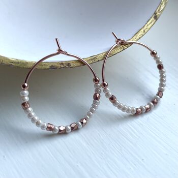 Pearly White And Fair Trade Nuggets Medium Hoops, 3 of 9