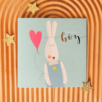 Gold Foiled Baby Bunny Boy Card, 5 of 5