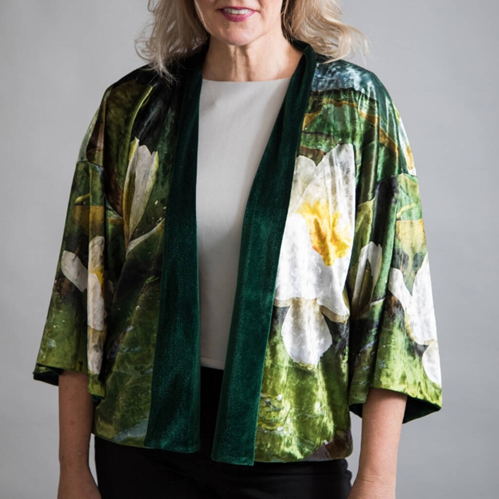 Waterlily Reversible Velvet Kimono Jacket By LAGOM