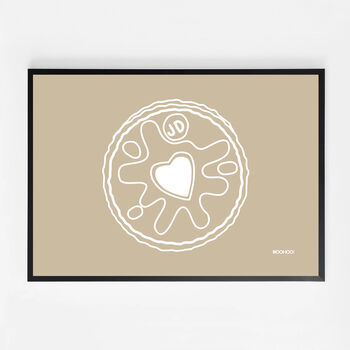 Custard Cream, Jammie Dodger, Bourbon And Digestive Biscuits Set Of Four Beige Prints, 6 of 10