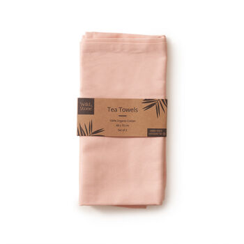 Organic Cotton Tea Towels Herringbone Weave Set Of Two, 2 of 12