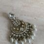 White Antique Gold Chand Bali Indian Earrings, thumbnail 6 of 9