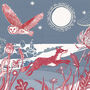 Owl And Fox Christmas Landscape Card, thumbnail 1 of 3