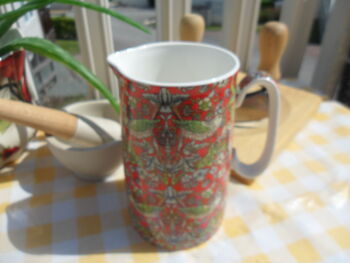 Medium China Jug In Red Strawberry Thief Design, 2 of 5
