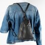 Black Soft Leather Small City Backpack, thumbnail 5 of 9